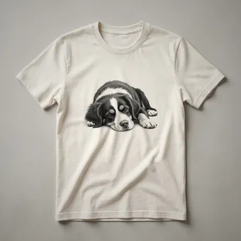Bernese Mountain Dog Sleeping Line Art Graphic T-Shirt for Dog Lovers