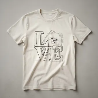 Pomeranian Dog Face Heart Graphic T-Shirt for Dog Lovers