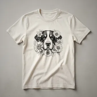 Floral Bernese Mountain Dog Mom Graphic T-Shirt for Dog Lovers