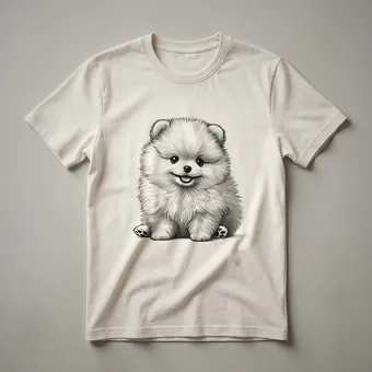 Pomeranian Puppy Floral Graphic T-Shirt for Dog Moms and Dads