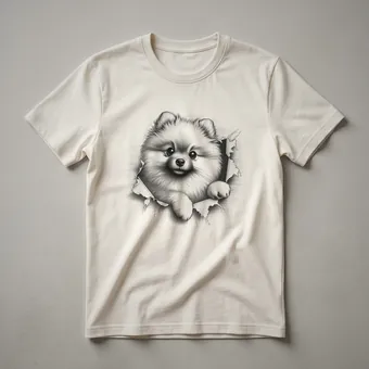 Funny Pomeranian Peeking Dog Graphic T-Shirt for Pom Lovers