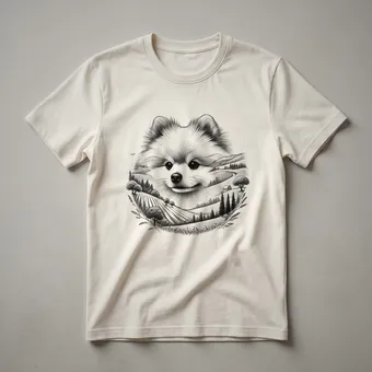 Pomeranian Pom Dog Nature Silhouette Graphic T-Shirt for Dog Lovers