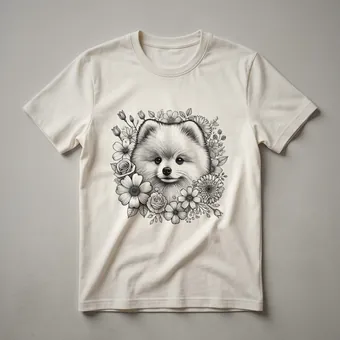 Floral Pomeranian Dog T-Shirt for Dog Moms and Dog Dads
