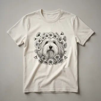 Floral Havanese Dog Face T-Shirt for Girls and Women