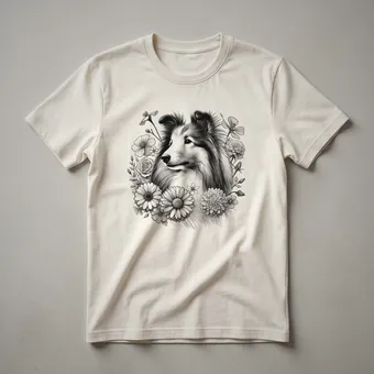 Shetland Sheepdog Sheltie Flower Graphic T-Shirt for Women