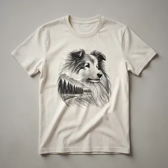 Shetland Sheepdog Sheltie Sunset Silhouette Graphic T-Shirt for Dog