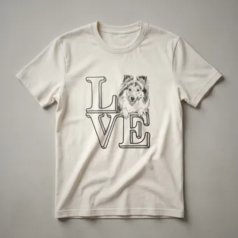 Shetland Sheepdog Sheltie Dog Lover Heart Graphic T-Shirt for Him and