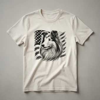 Shetland Sheepdog American Flag Sunglasses Graphic T-Shirt