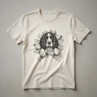 English Springer Spaniel Peeking Dog Graphic T-Shirt for Dog Lovers
