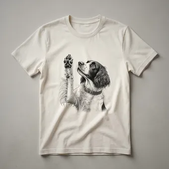 English Springer Spaniel Raising Paw Floral Graphic T-Shirt for Dog