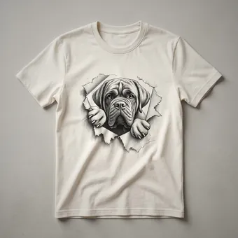 English Mastiff Peeking Floral Graphic T-Shirt for Dog Lovers