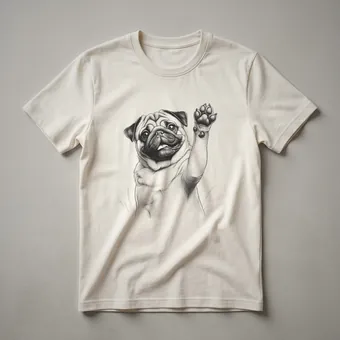 Pug Raising Paw Floral Graphic T-Shirt for Dog Lovers