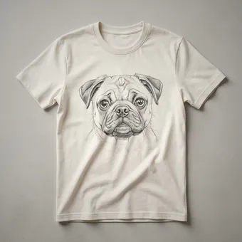 Pug Face Line Art Sketch T-Shirt for Dog Owners
