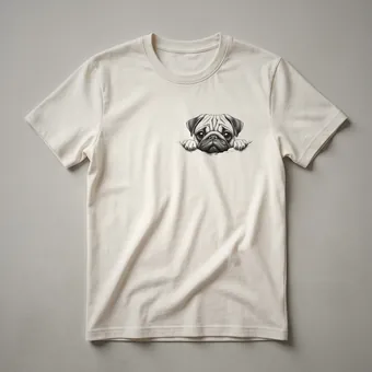 Cute Pug Peeking Floral Graphic T-Shirt for Dog Lovers