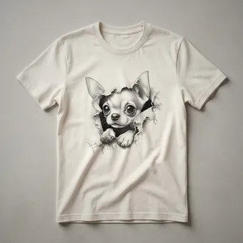 Chihuahua Peeking Floral Graphic T-Shirt for Dog Lovers