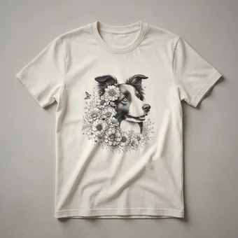 Floral Border Collie Dog Graphic T-Shirt for Dog Lovers