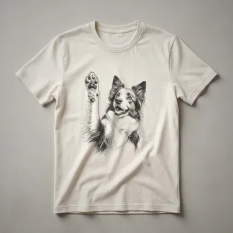 Border Collie Raising Paw Floral Graphic T-Shirt for Dog Lovers