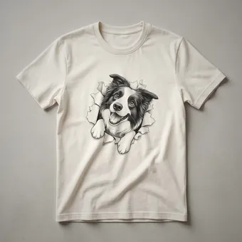 Border Collie Peeking Floral Graphic T-Shirt for Dog Owners