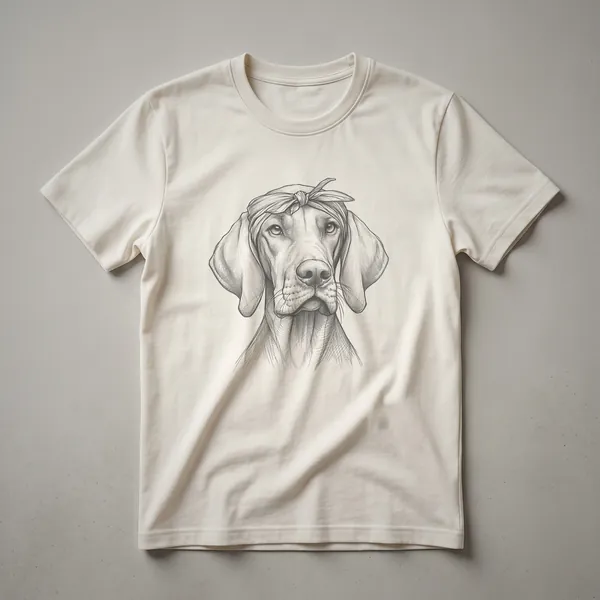 White graphic t-shirt featuring a Vizsla dog's head surrounded by colorful floral elements, with the text 'Vizsla Dog Mom'.