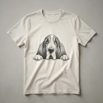 Cute Basset Hound Peeking Floral Graphic T-Shirt for Dog Lovers