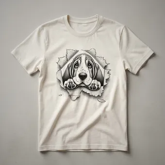 Funny Basset Hound Peeking Floral Graphic T-Shirt for Dog Owners