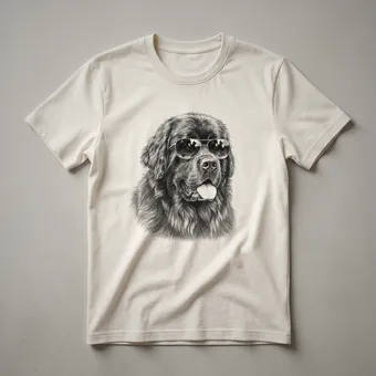 Newfoundland Dog Wearing Sunglasses Graphic Design T-Shirt