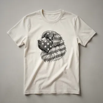 Newfoundland Dog American Flag Sunglasses 4th of July T-Shirt