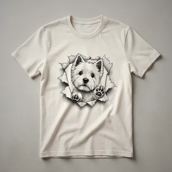West Highland White Terrier Peeking Dog Graphic T-Shirt for Westie