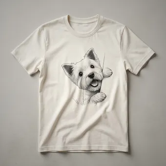 West Highland White Terrier Peeking Dog Graphic T-Shirt for Westie