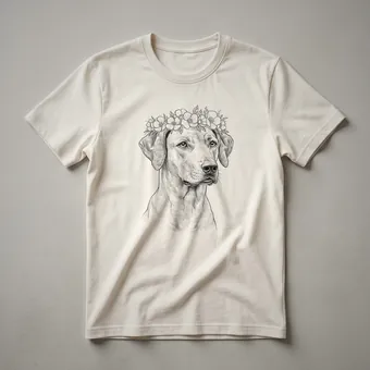 Floral Rhodesian Ridgeback Dog Silhouette T-Shirt for Women