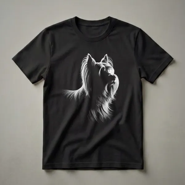 Black and white graphic t-shirt featuring the profile of a West Highland White Terrier's head with detailed fur.