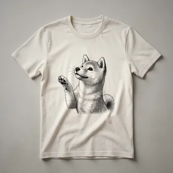 Shiba Inu Raising Paw Floral Graphic T-Shirt for Dog Lovers