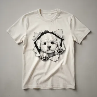 Cute Bichon Frise Peeking Floral Graphic T-Shirt for Dog Lovers