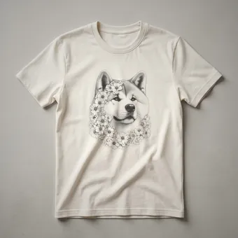 Floral Akita Dog Face Graphic T-Shirt for Dog Lovers