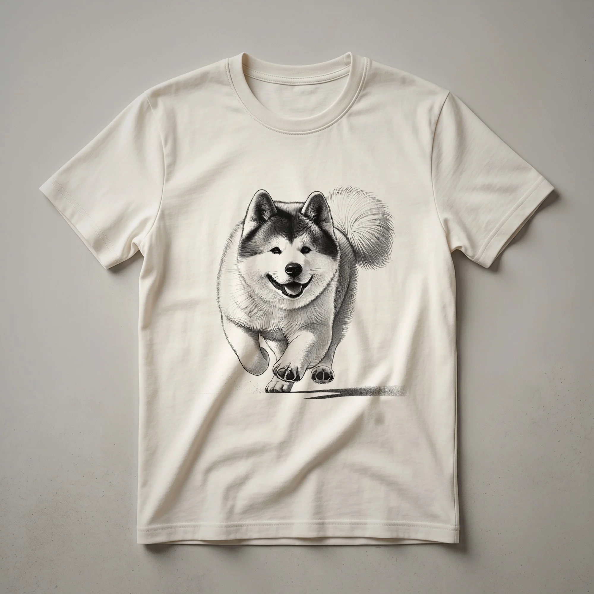 Akita Dog Running Graphic T-Shirt for Endurance Athletes