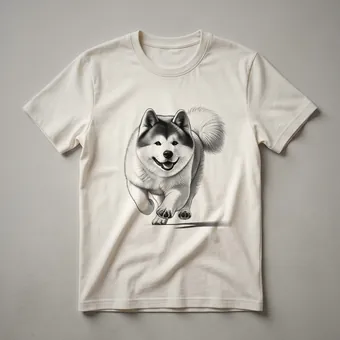 Akita Dog Running Graphic T-Shirt for Endurance Athletes