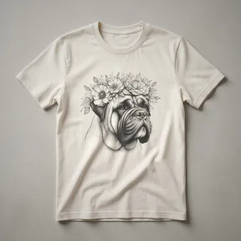 Bullmastiff Dog Portrait Floral Graphic T-Shirt for Women
