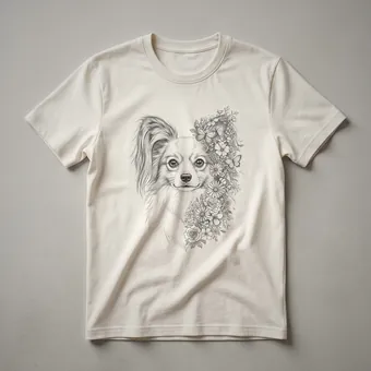 Floral Papillon Dog with Butterflies Graphic T-Shirt for Dog Moms