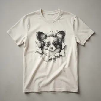 Cute Papillon Peeking Dog Owner Graphic T-Shirt for Dog Moms