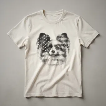 Papillon Dog American Flag Sunglasses 4th of July T-Shirt