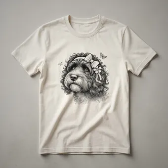 Portuguese Water Dog Mom Floral Graphic T-Shirt for Women