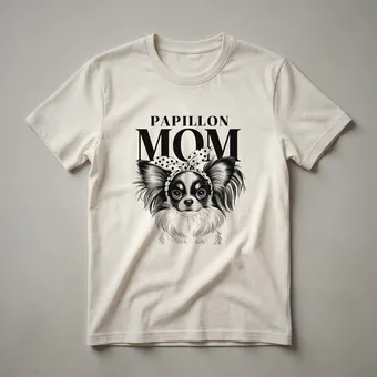 Papillon Mom Floral Graphic T-Shirt for Women Dog Owners