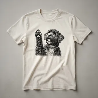 Portuguese Water Dog Raising Paw Graphic T-Shirt for Dog Lovers