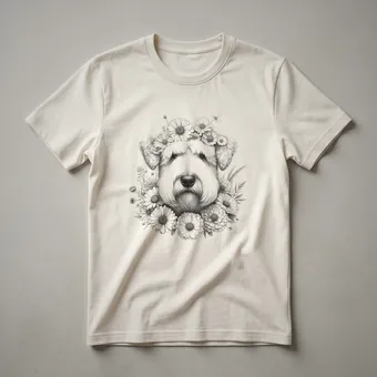 Floral Soft Coated Wheaten Terrier Dog Face T-Shirt for Dog Moms