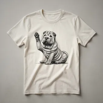 Chinese Shar Pei Dog Raising Paw Graphic T-Shirt for Dog Lovers
