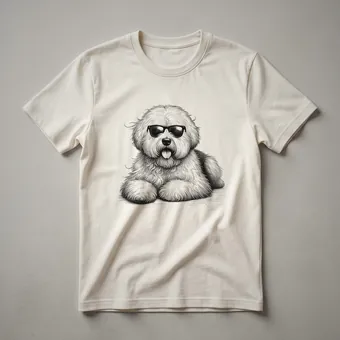 Old English Sheepdog with Sunglasses Graphic T-Shirt for Kids
