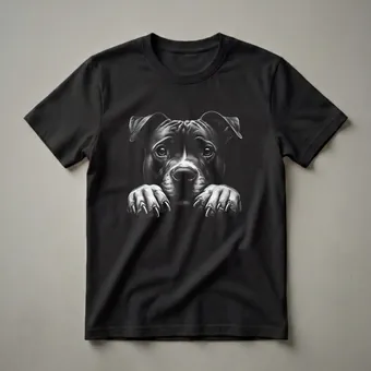 Staffordshire Bull Terrier Peeking Dog Art T-Shirt for Staffy Lovers