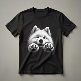 Samoyed Dog Peeking Graphic T-Shirt for Dog Lovers
