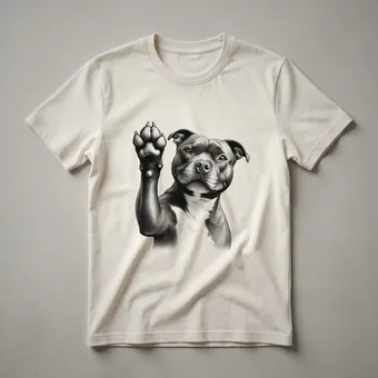 Staffordshire Bull Terrier Peeking Dog Paw Graphic T-Shirt