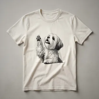Lhasa Apso Dog Raising Paw Graphic T-Shirt for Dog Lovers